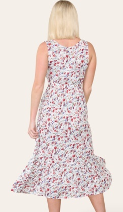 Sleeveless Print Button Through Midi Dress